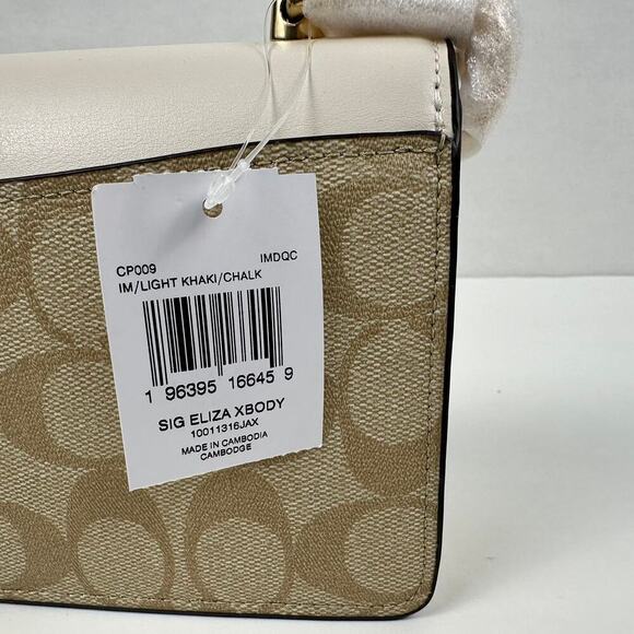 Coach Eliza Flap Crossbody Bag In Signature Canvas In Light Khaki/Chalk CP009 - Picture 10 of 10